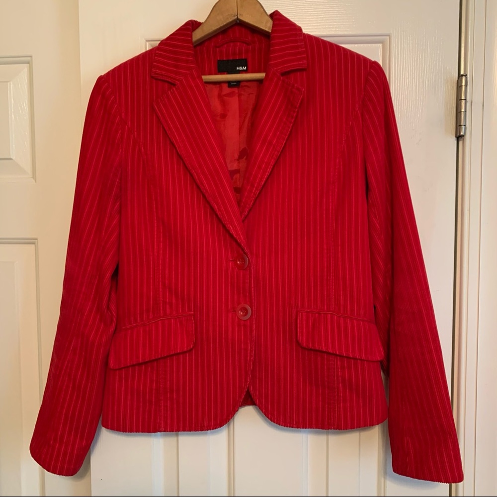 H&M Red Corduroy Blazer